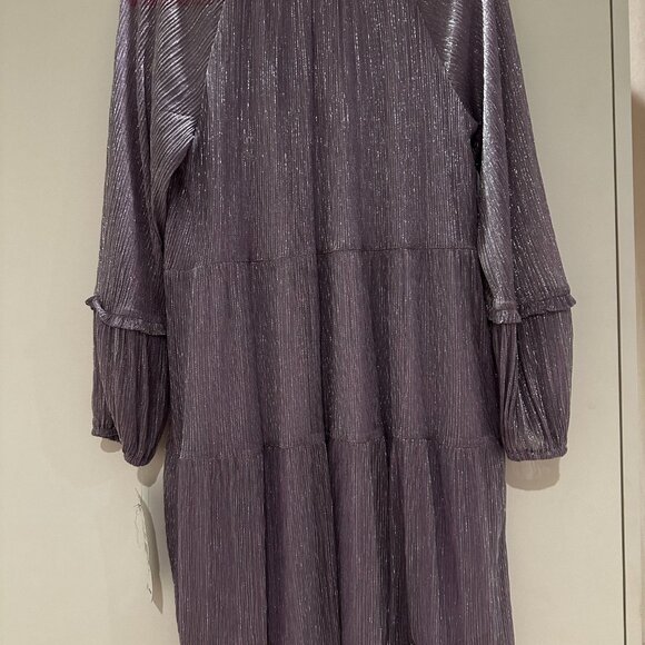 NWT MSK Womens Lavender Sheer Blouson Sleeve V-Neck Babydoll Dress Size L - Picture 4 of 10